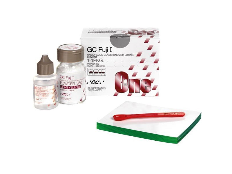 GC Fuji I Cement 1:1 package Glass Ionomer Luting Cement, Light Yellow