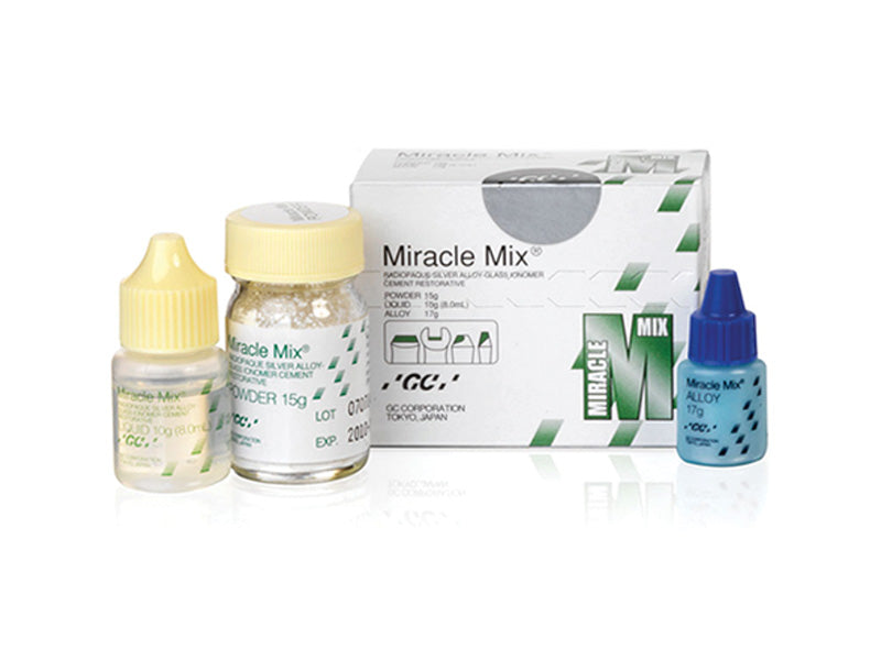 GC Miracle Mix powder liquid kit - 15 GM. Powder, 10 GM. Liquid and 17 GM. Alloy Powder