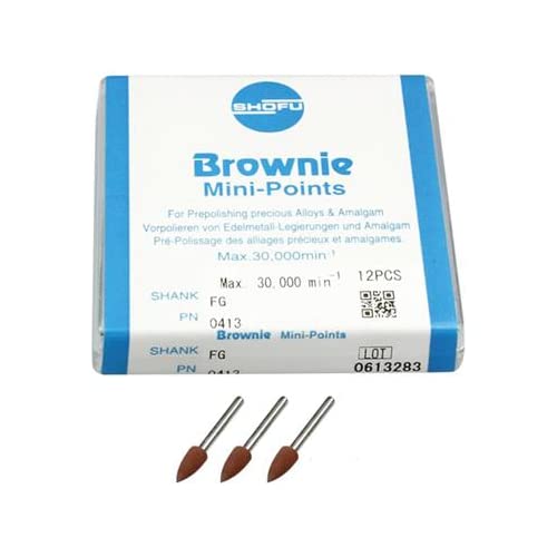 Shofu Brownie Mini Points For prepolishing precious alloys & amalgam fg 12PCS