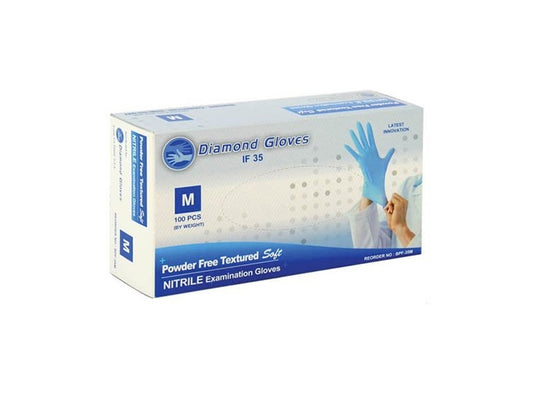 Diamond Gloves Advance IF35 Powder Free Blue Nitrile Gloves