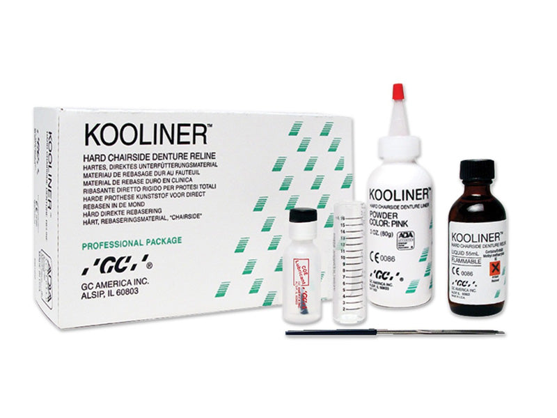 GC Kooliner Hard Dentrure Reline Mateial - Professional Package 3 oz Powder, 2 oz Liquid and Accessories