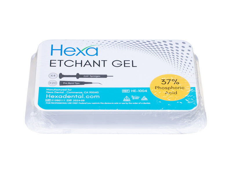 Hexa Etch Gel 37% Phosphoric Acid 4 x 1.2 ml Syringes with 20 pre-bent tips