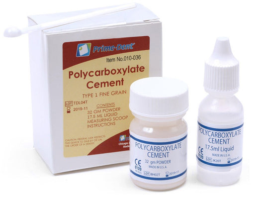 Prime Dent Polycarboxylate Cement Kit. Luting cement for final cementation of crowns and bridges