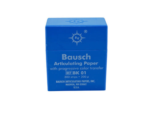 Bausch .008" (200 microns) Blue Articulating Paper Strips, 300 Strips in Plastic Dispenser